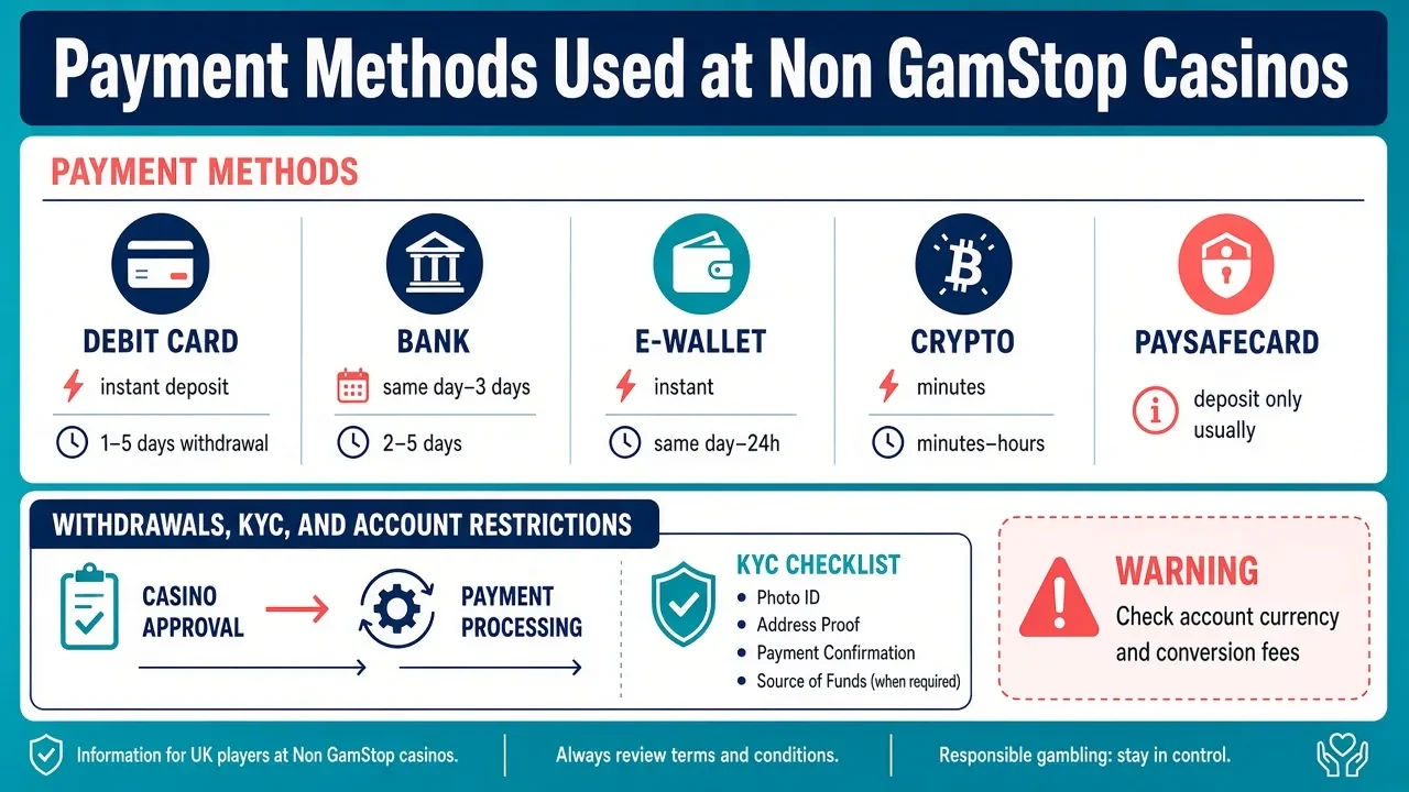 Payment Methods Used at Non Gamstop Casinos